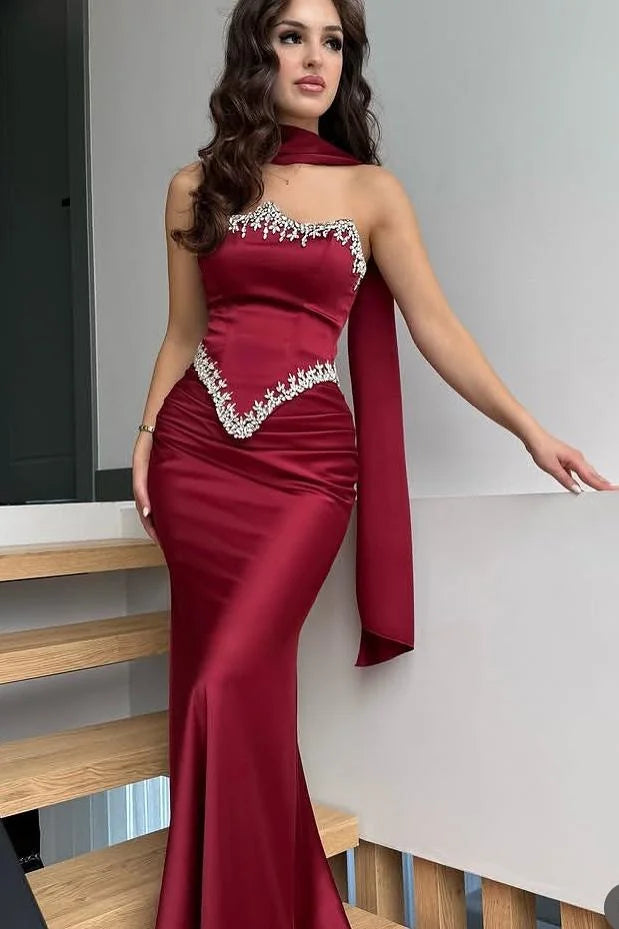 Elegant Burgundy Sweetheart Mermaid Long Prom Dress Ideas, Evening Party Dresses,WGP1962