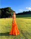 Elegant Orange V-Neck A-Line Long Prom Dress Ideas, Evening Party Dresses,WGP1641