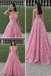 Elegant Strapless Pink Lace Prom Dress with 3D Floral Appliques,WGP2137