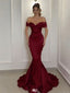 Sexy Burgundy Off-Shoulder Mermaid Long Prom Dress Ideas, Evening Party Dresses, WGP2036