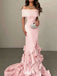 Unique Pink Floral Off-Shoulder Mermaid Sleeveless Long Prom Dress Ideas, Evening Party Dresses,WGP1685