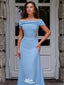 Elegant Blue Off-Shoulder Mermaid Long Prom Dress Ideas, Evening Party Dresses,WGP1813