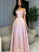 Classy Off-Shoulder Satin Prom Dress A-Line Floor Length Evening Gown,WGP2160