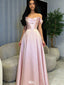 Classy Off-Shoulder Satin Prom Dress A-Line Floor Length Evening Gown,WGP2160