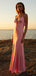 Pretty Pink Satin Maxi Mermaid Prom Dress with Tie-Front Cutout,WGP2128