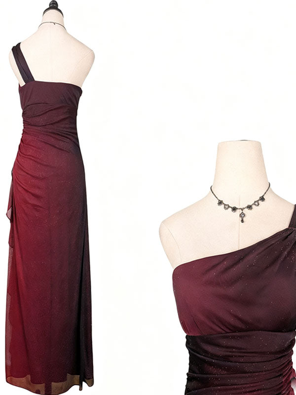 Elegant Red One-Shoulder Mermaid Long Prom Dress Ideas, Evening Party Dresses,WGP1671