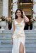 Stunning White Satin Cowl Neck Prom Dress with 3D Rosette Detail and Side Slit,WGP2198