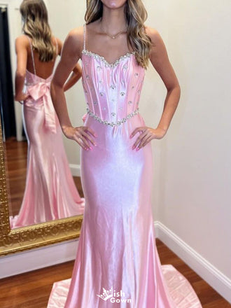 Elegant Sweetheart Spaghetti Strap Backless Mermaid Long Prom Dress Ideas, Evening Party Dresses,WGP1175