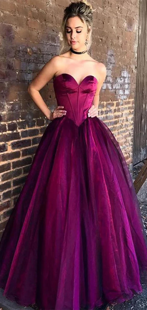 Elegant Purple Sweetheart A-line Strapless Sleeveless Party Prom Dresses,Evening Dress Online, WGP836