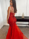 Sexy Red V-Neck Lace Mermaid Party Prom Dresses,Evening Dress Online, WGP831