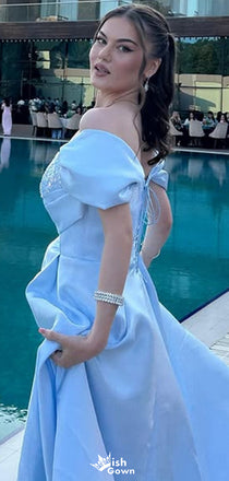 Elegant Off-shoulder A-line Long Prom Dress Ideas, Evening Party Dresses,WGP1827