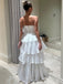 Elegant White&nbsp; A-Line Strapless Ruffle Popular Long Evening Dresses, Formal Dresses, Birthday Party, WGP563