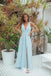 Sexy Mint Green Side Slit V Neck Long Party Dress Prom Dresses,Evening Dress Online, WGP933