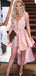 Elegant Pink Spaghetti Strap High Low Homecoming Dresses For Birthday Party, EPT691