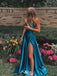 Popular Blue Spaghetti Strap Mermaid Side Slit Long Prom Dress Ideas, Evening Party Dresses, WGP1999