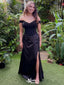 Elegant Black Sweetheart A-Line Off Shoulder Sleeveless Party Prom Dresses,Evening Dress Online, WGP858