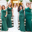 Elegant Green V-Neck Mermaid Sleeveless Wedding Guest Bridesmaid Dresses,WGM406