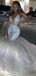Shiny White Spaghetti Strap Mermaid Long Prom Dress Ideas, Evening Party Dresses,WGP1972