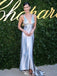 Elegant Silver V-Neck Mermaid Long Prom Dress Ideas, Evening Party Dresses,WGP1674
