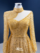 Gorgeous Yellow High Neck Long Sleeves A-line Lace up Back Party Dress Long Prom Dresses to Impress, WGP952