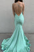 Cheap Green Spaghetti Strap Mermaid Long Prom Dress Ideas, Evening Party Dresses,WGP1697