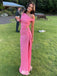 Elegant Pink One-Shoulder Mermaid Side Slit Long Prom Dress Ideas, Evening Party Dresses,WGP1825