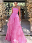 Elegant Pink A-Line Strapless Ruffle Popular Long Evening Dresses, Formal Dresses, Birthday Party, WGP579