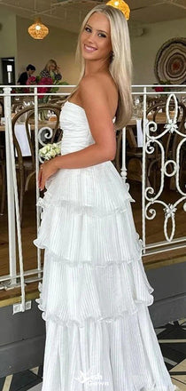 Elegant Straight Across Strapless A-line Long Prom Dress Ideas, Evening Party Dresses,WGP1250