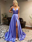 Sexy A-Line Spaghetti Straps Side Slit Long Evening Dresses, Formal Dresses, Birthday Party, WGP531