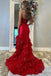 Gorgeous Red Sweetheart Mermaid Side Slit Long Prom Dress Ideas, Evening Party Dresses ,WGP1872
