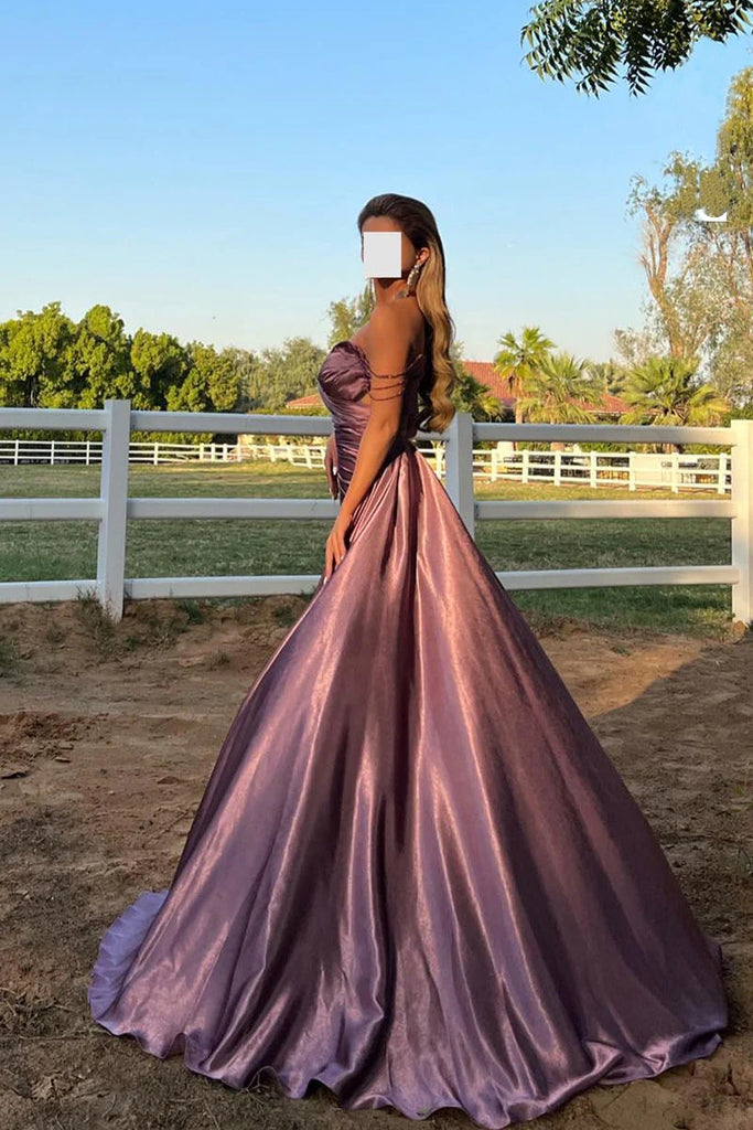 Gorgeous Purple Off-Shoulder Sleeveless Mermaid Long Prom Dress Ideas, Evening Party Dresses  , WGP1884