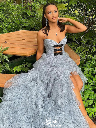 Gorgeous Sweetheart Strapless Backless A-line Long Prom Dress Ideas, Evening Party Dresses,WGP1269