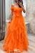 Elegant Orange Off Shoulder A-line Long Party Dress Prom Dresses,WGP987