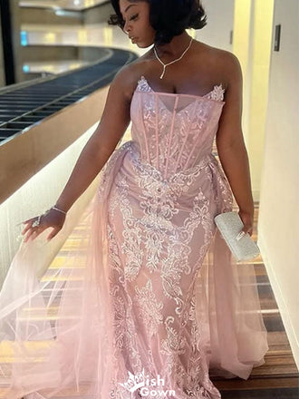 Elegant V-neck Strapless Mermaid Long Prom Dress Ideas, Evening Party Dresses,WGP1300