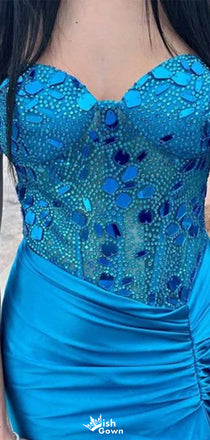 Elegant Strapless Sweetheart Sequins Mermaid Long Prom Dress Ideas, Evening Party Dresses,WGP1349