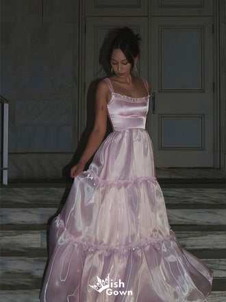 Elegant Spaghetti Strap A-line Long Prom Dress Ideas, Evening Party Dresses,WGP1366