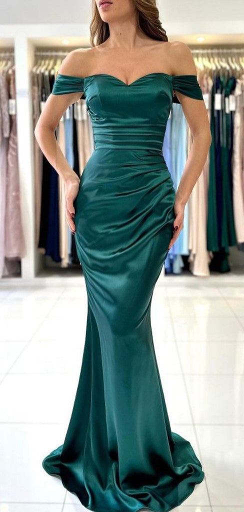 Elegant Green Mermaid Off-shoulder Popular Long Evening Dresses, Formal Dresses, Birthday Party, WGP534