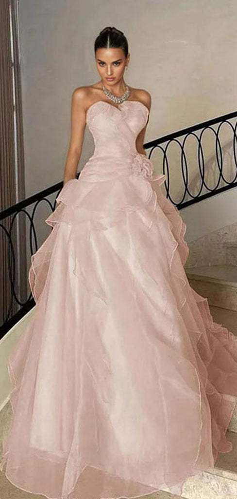 Gorgeous Pink Sweetheart  A-Line Chiffon Long Prom Dress Ideas, Evening Party Dresses, WGP1870