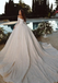 Elegant White Off-Shoulder Lace A-Line Long Wedding Dresses With Sweep Trailing ,WDH167