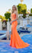 Bold Burnt Orange Strapless Prom Dress with Unique Sheer Cutout Bodice,WGP2105