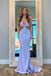 Sparkly Blue Spaghetti Strap Mermaid Long Prom Dress Ideas, Evening Party Dresses,WGP1978