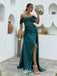 Elegant Green Mermaid Off-Shoulder Side Slit Popular Long Evening Dresses, Formal Dresses, Birthday Party, WGP604