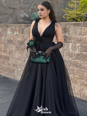 Formal Deep V-neck A-line Long Prom Dress Ideas, Evening Party Dresses,WGP1384