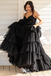 Sexy Spaghetti Straps Black Sweetheart Beaded Tiered A-line Long Party Dress Prom Dresses,Evening Dress Online, WGP904