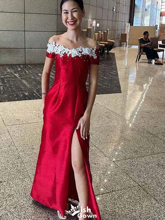 Formal Off-shoulder Lace Mermaid Long Prom Dress Ideas, Evening Party Dresses,WGP1392