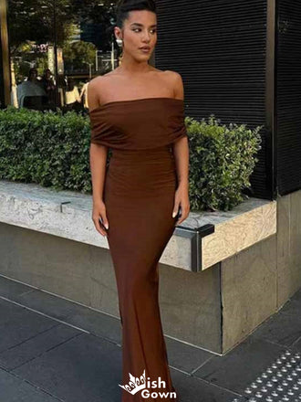 Elegant Square Off-shoulder Mermaid Long Prom Dress Ideas, Evening Party Dresses,WGP1397