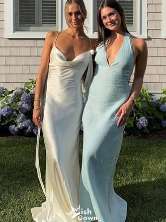 Elegant Spaghetti Strap V-neck Backless Mermaid Long Prom Dress Ideas, Evening Party Dresses,WGP1427