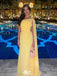 Elegant Yellow Asymmetric A-Line Popular Long Evening Dresses, Formal Dresses, Birthday Party, WGP623