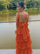 Elegant Orange Square A-Line Popular Long Evening Dresses, Formal Dresses, Birthday Party, WGP622