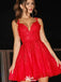 Gorgeous Spaghetti Strap V-neck Lace A-line Short Mini Homecoming Dress,EPT345